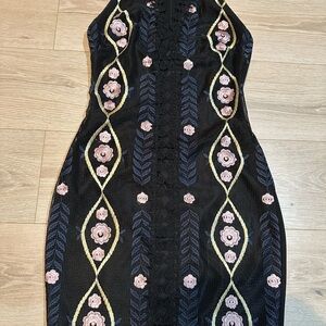 Guess Black Dress with Pink and Cream Floral Design